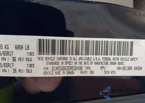 2013 Dodge Grand Caravan Se from USA, damaged, VIN 2C4RDGBG3DR532496